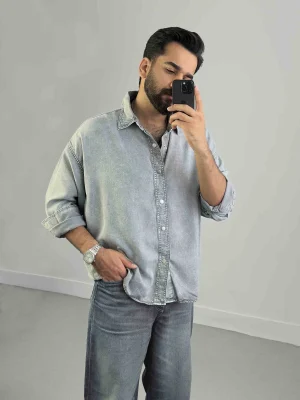 پیراهن جین مردانه – قواره باکسی وینتیج